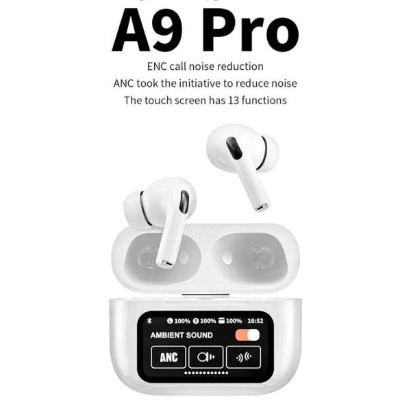 A9 Pro Earbuds Anc/enc Touch Screen Display Noise Reduction Wireless Earbuds For Android & Ios | A9 Pro | A9 Pro Apple Airpods Anc/enc Zhongkelqnxun Touch Control Bt 5.4 Earbuds