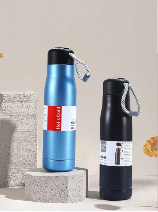 Stainless Steel Insulated Vacuum Water Bottle 550ml, Cola Shape, Leak Proof, With Strong Rope Cap | Hot & Cold Portable Thermos Water Bottle Thermo Mug Stainless Steel Vacuum Flask Mug Insulation Cup (random Color)